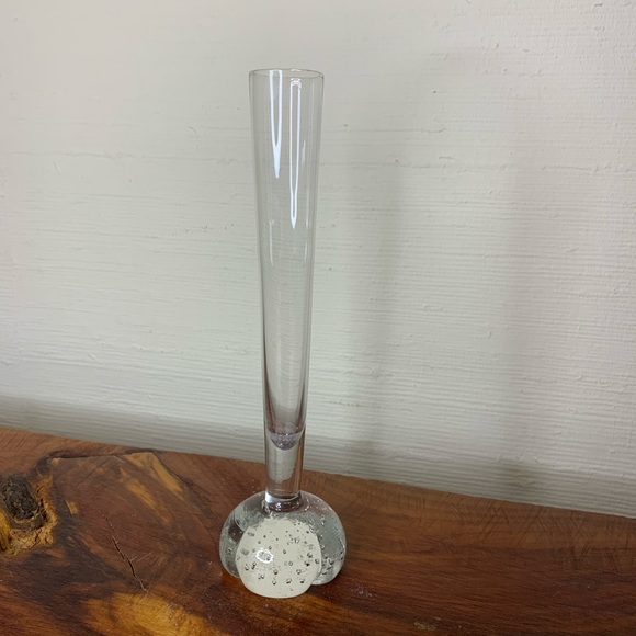 Vintage Swedish hand blown clear bubble glass bud vase - Picture 2 of 7